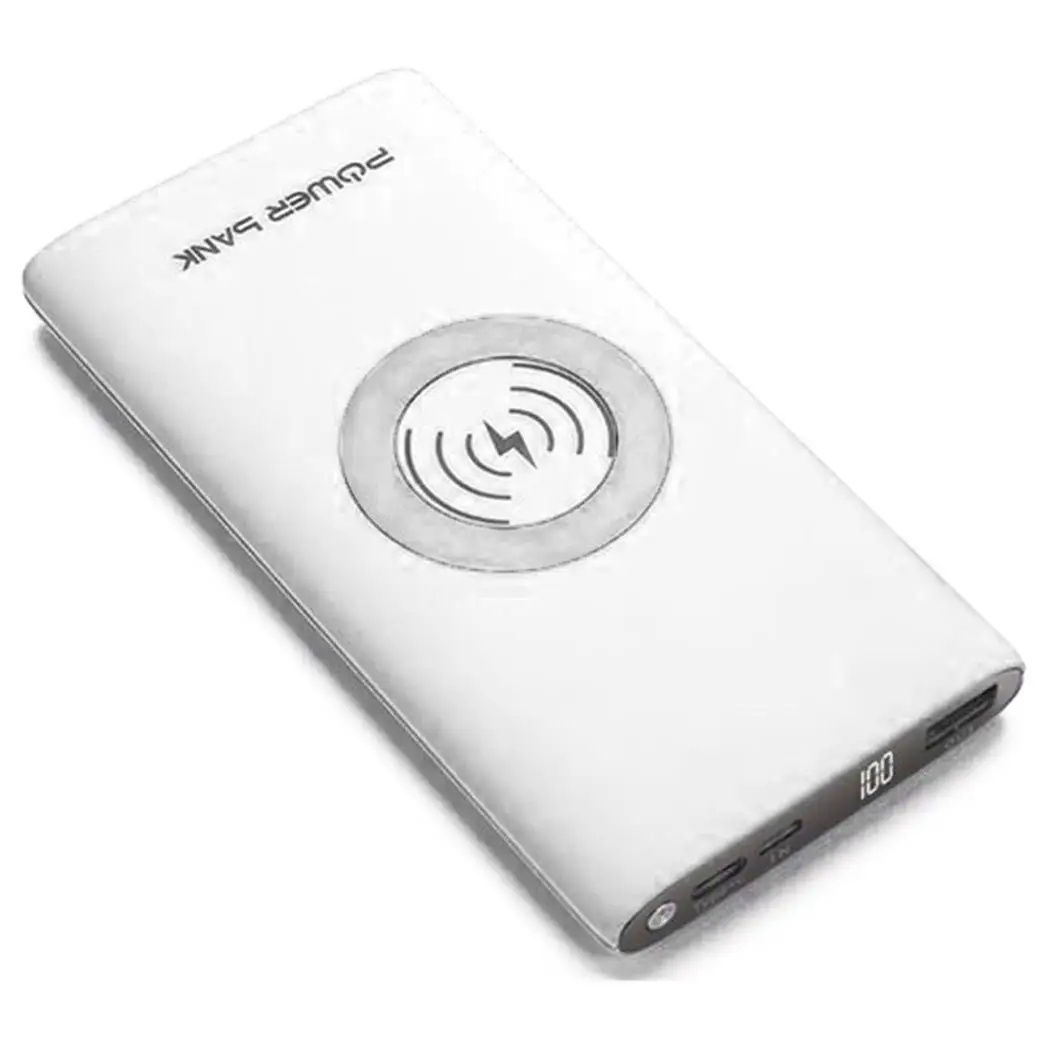 Портативный ультра тонкий 10000 mAh беспроводной банк питания телефон быстрое