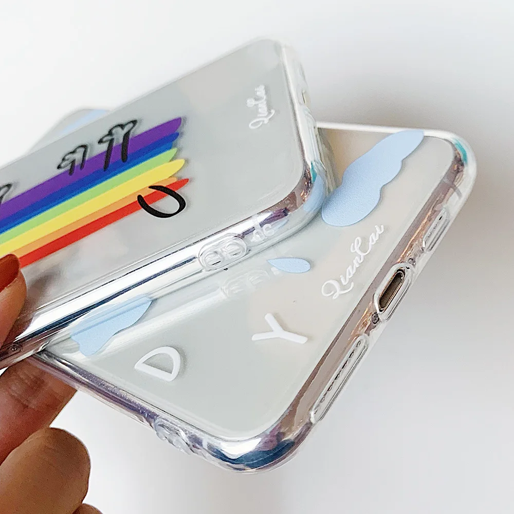 JONSNOW Телефон чехол для iPhone 6 S 7 8 Plus X XR XS Max Радуга собака и Rainyday узор Ясно Мягкие