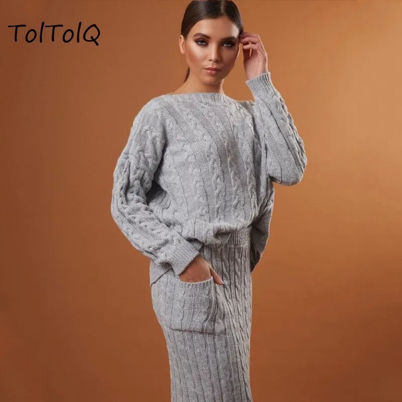 Свитер комплект Bodycon трикотажные Для женщин короткий свитер костюм из двух