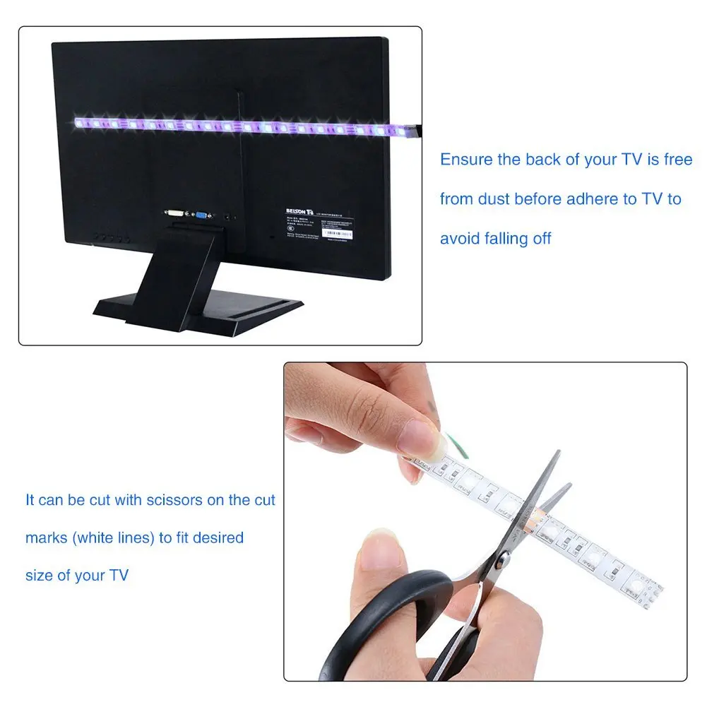 Rgb Led Strip Lights Tv Backlight 2M/6.6Ft 5050 Flexible With Remote Waterproof Light For Lcd | Лампы и освещение