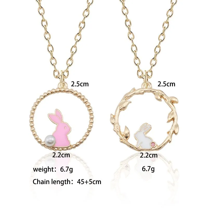 

Pendant Necklace Lovely Enamel Bunny Rabbit Pendant Necklace Women Cartoon Gold Chain Animal Jewelry Drop Shipping Collares