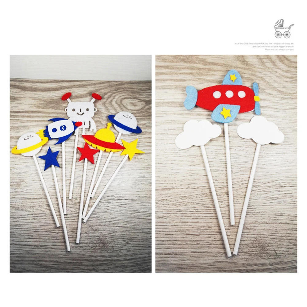 11Pcs Cake Topper Airplane Hot Air Ballon Birthday Flags Rocket Cloud Babyshower Wedding Party Baking Decor Cupcake | Дом и сад