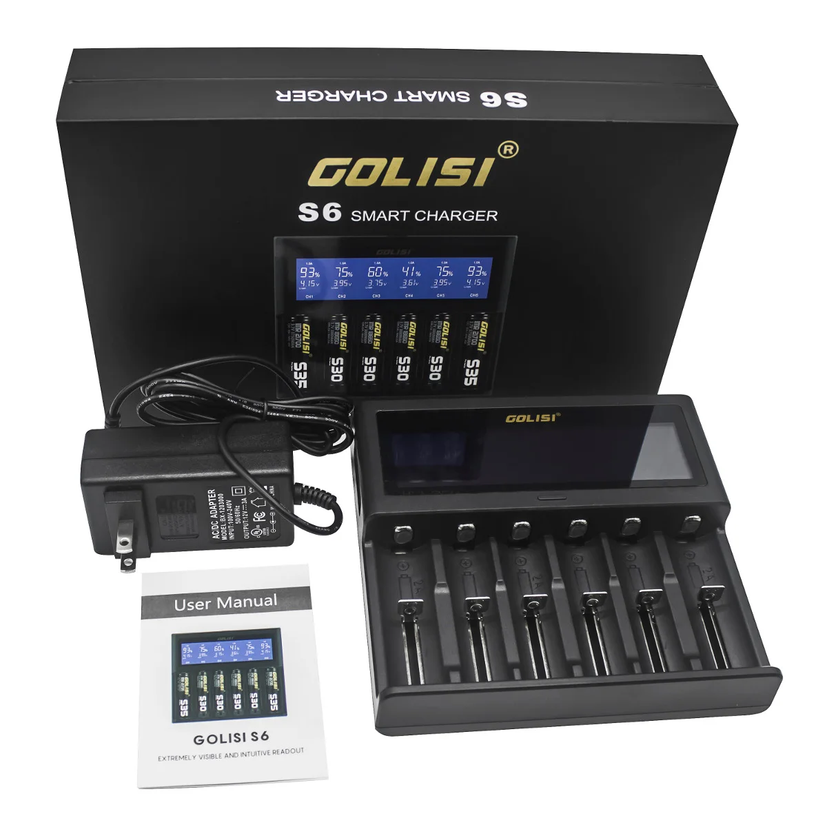 Зарядное устройство GOLISI S6 с 6 слотами 2 А 1 0 5 перезаряжаемый аккумулятор