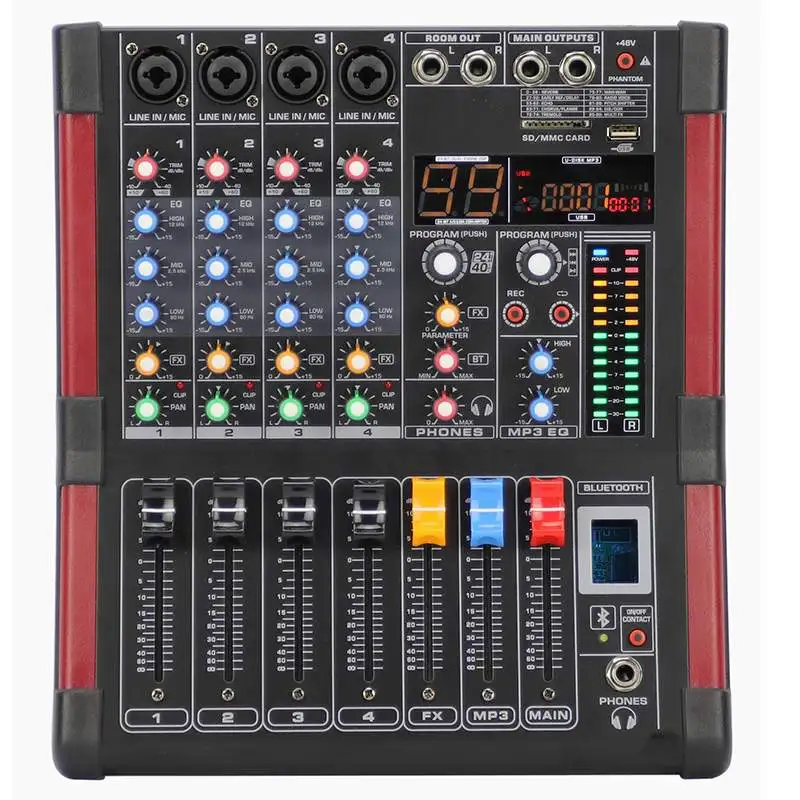 LEORY Профессиональный 4 канальный диджейский караоке микшер bluetooth 99 DSP KTV Live Mixing USB