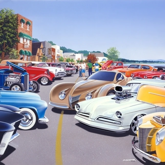 Car Show By The Lake Poster Print by Bruce Kaiser (18 x 12) | Дом и сад