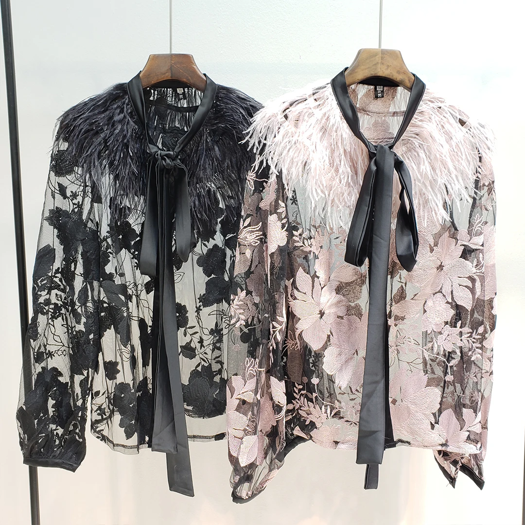 LANMREM 2020 new summer fashion women clothes round neck sleeveless high waist Flower Embroidery patchwork fur lace shirt WF6550 |