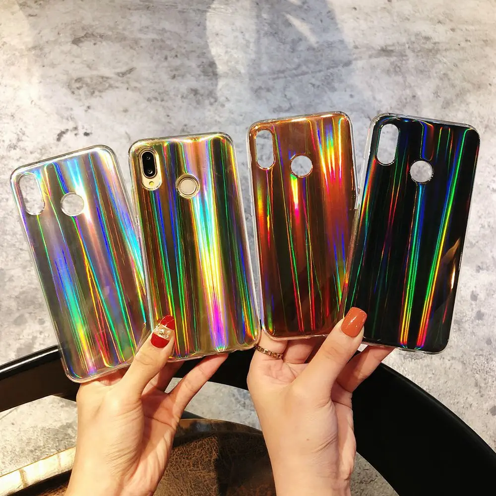 KISSCASE глянцевый Голографический лазерный чехол для Huawei Y5 Y6 Y7 Y9 2018 P9 P8 P10 Lite Prime Mate 9 10