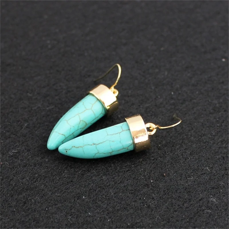 Женские серьги из натурального камня в форме рога|natural stone earrings|brincos pendientesnatural earings