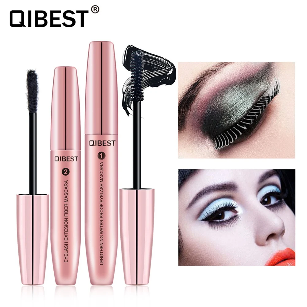 QiBest 3D тушь для ресниц длинная плотная кудрявая ресница черная Водостойкая
