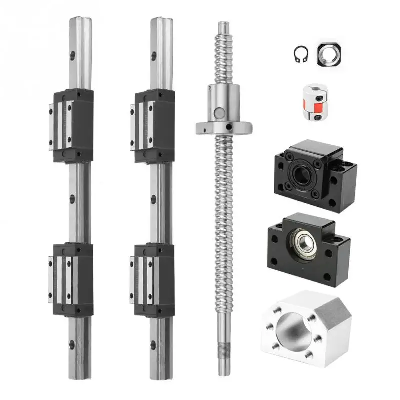 

2Pcs HGR15-300mm Linear Guide Rail & 1pc RM1605-300mm Ballscrew & BF12/BK12 linear guide cnc parts Kit