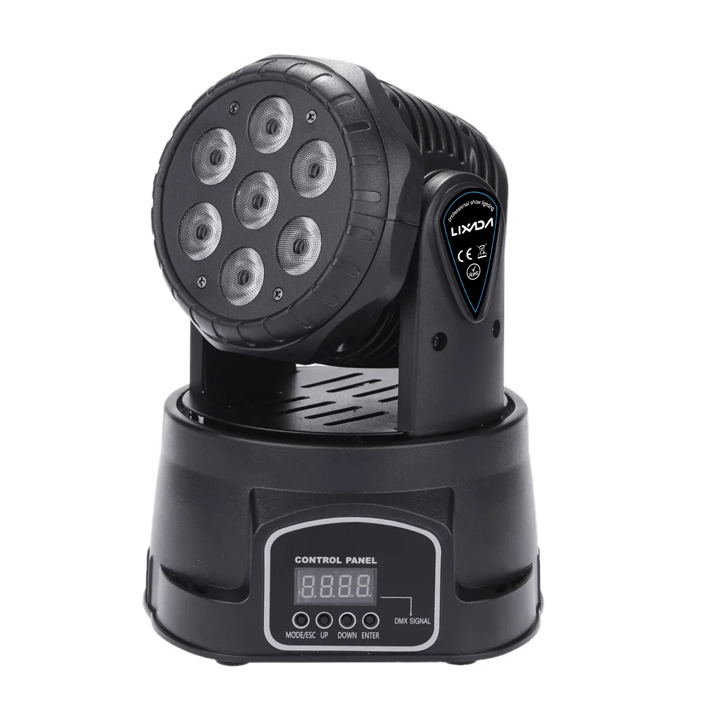 7LED RGBW 9/14 каналов DMX512 мини Вращающаяся головка движущаяся сценическая лампа с