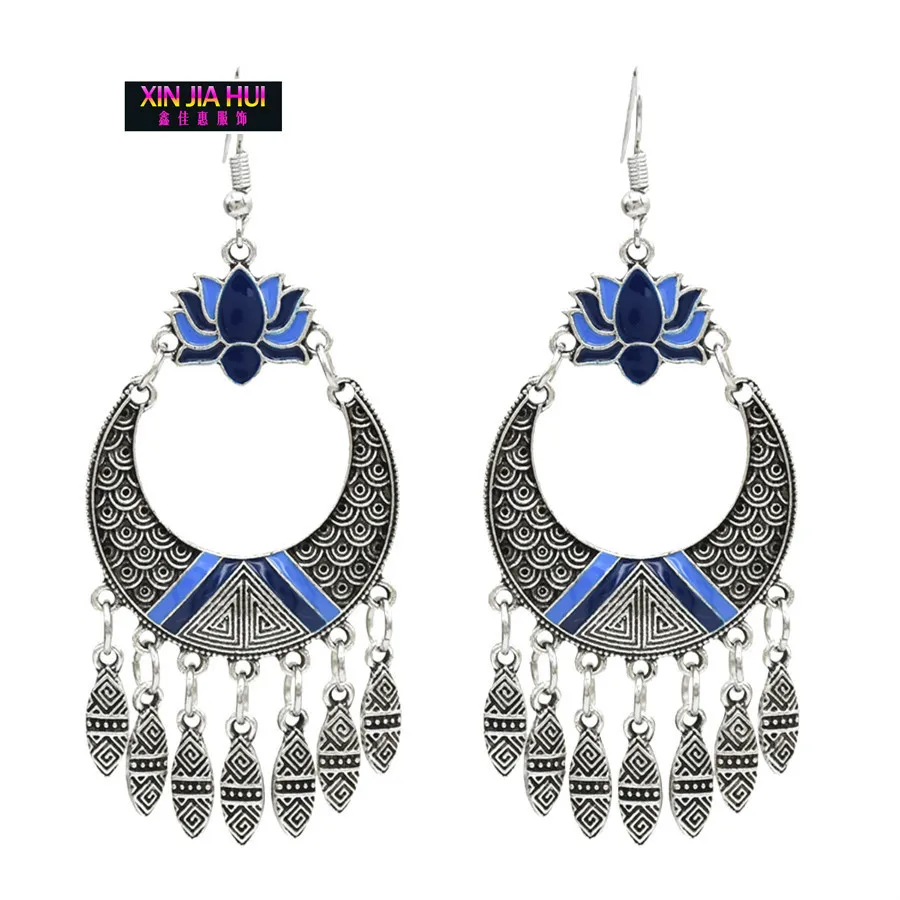 New Pattern Restore Ancient Ways Earring Posimi Second Nation Wind Personality Concise Lotus Leaf Tassels Earrings Ornaments | Украшения и