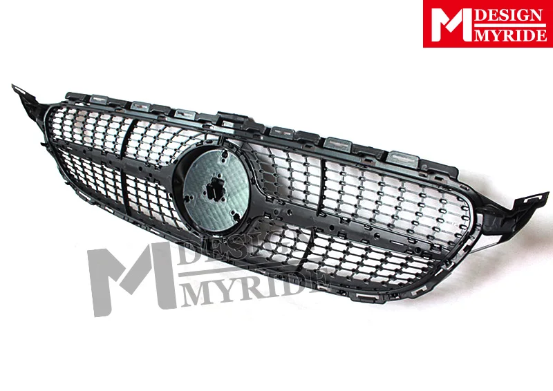 Подходит для W205 Diamond Grills Grill ABS Silver без знака c-класс спортивный C180 C200 C250 C300 C350