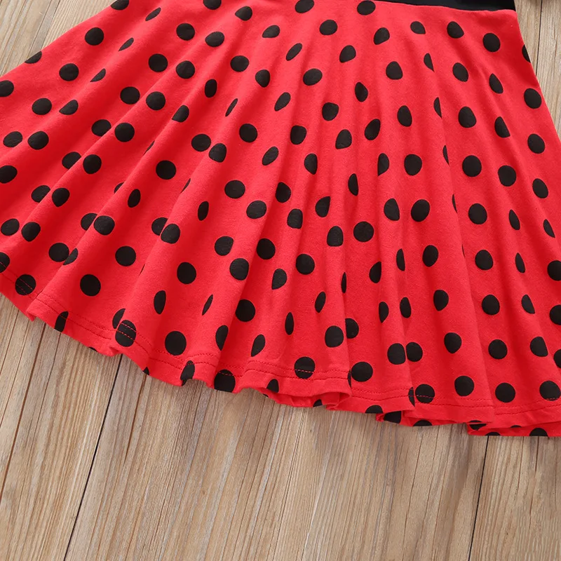 Летняя детская одежда хлопковое платье принцессы в горошек с короткими рукавами