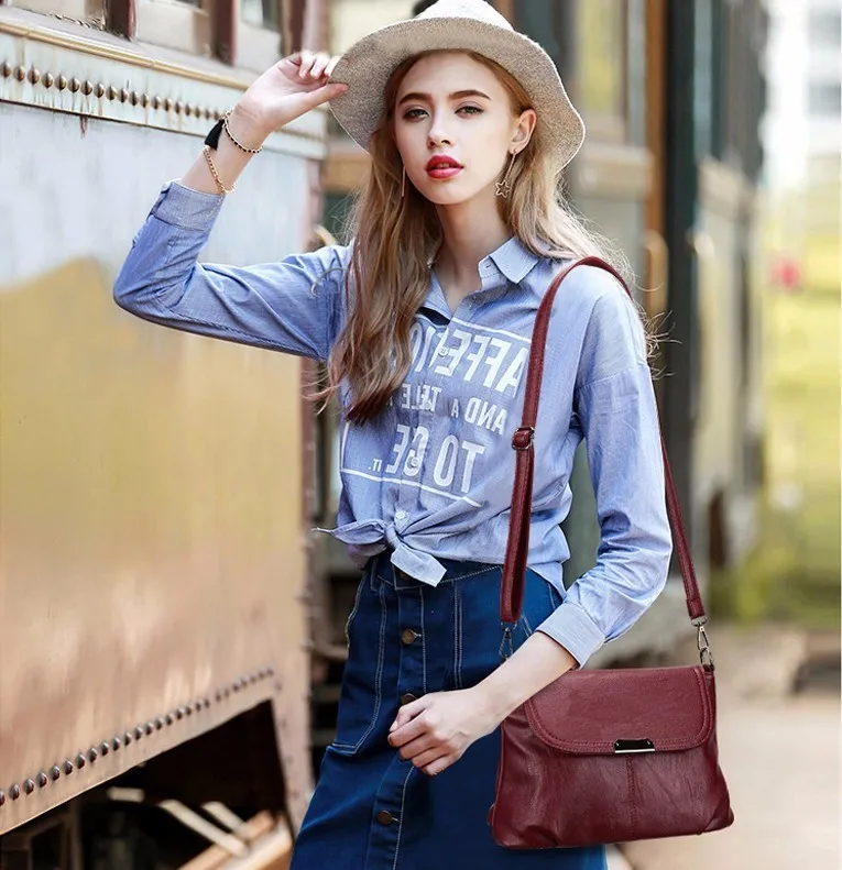 Женская сумка мессенджер винтажная высокого качества женская кожаная через