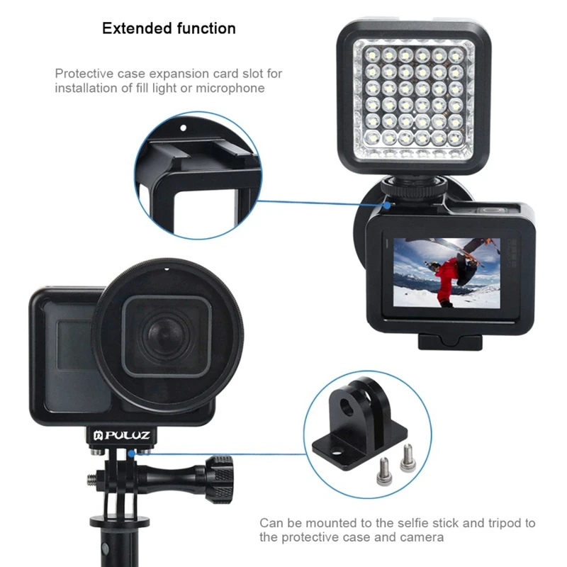 PULUZ защитный чехол из алюминиевого сплава для Hero 7 Black/6/5 со страховой рамкой и УФ