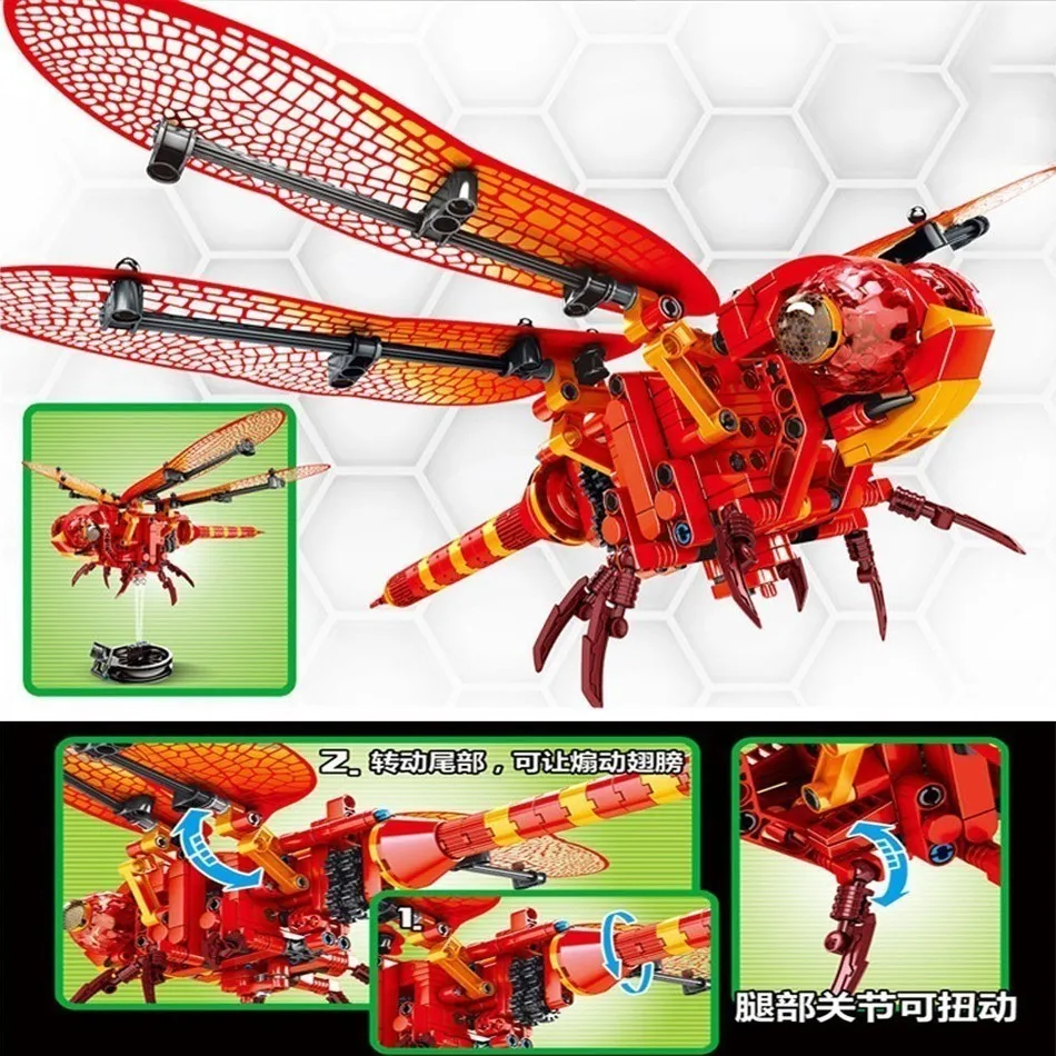S703200 Insect Simulated Bumblebee Red Dragonfly Building Block DIY Model Children's Toys | Игрушки и хобби