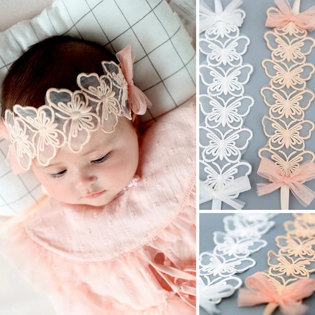 2PCS Baby Headband Decorative Lace Butterfly Hair Band Accessories | Детская одежда и обувь