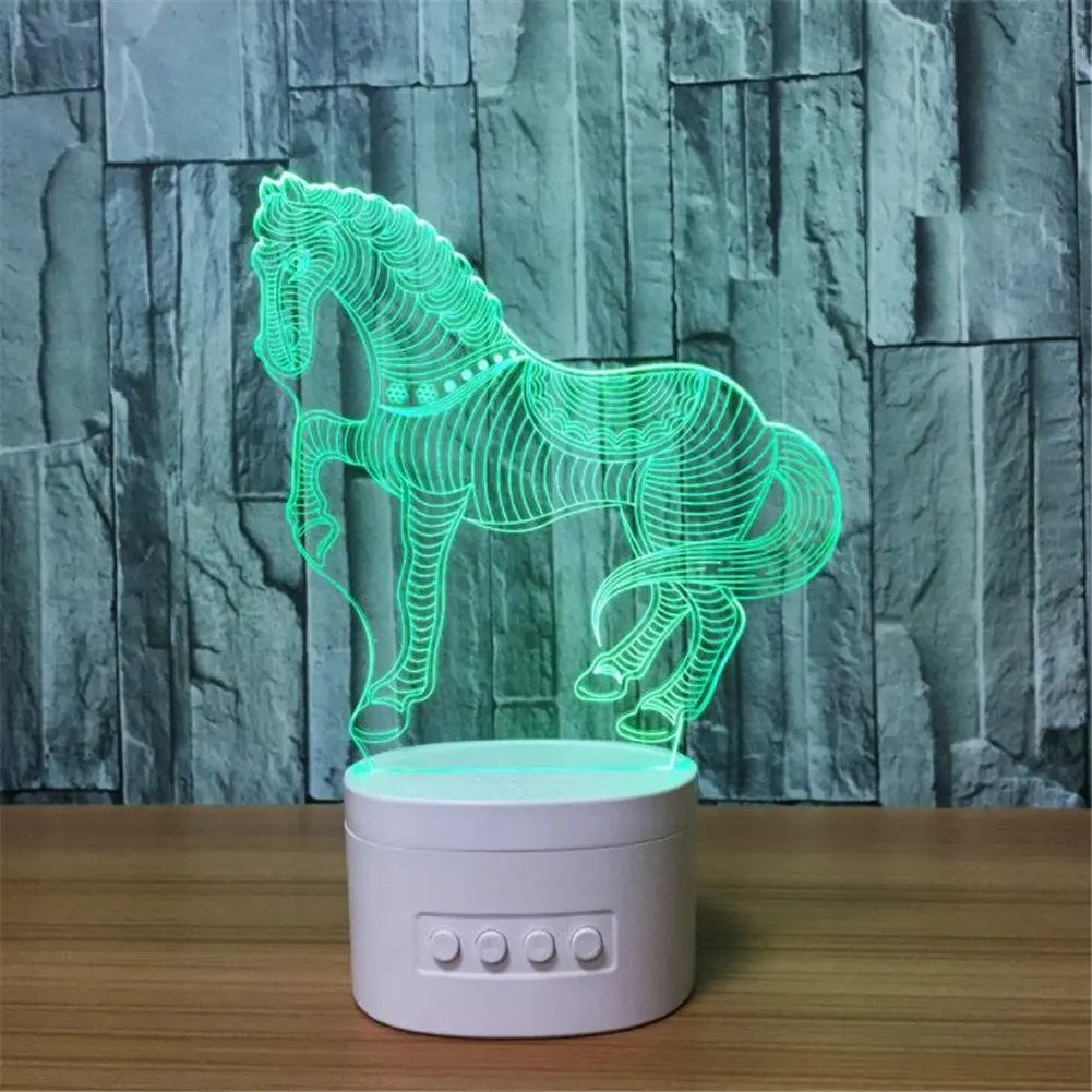 3D Лампа лошадь Оптическая иллюзия визуальный ночник с Bluetooth динамик база Led