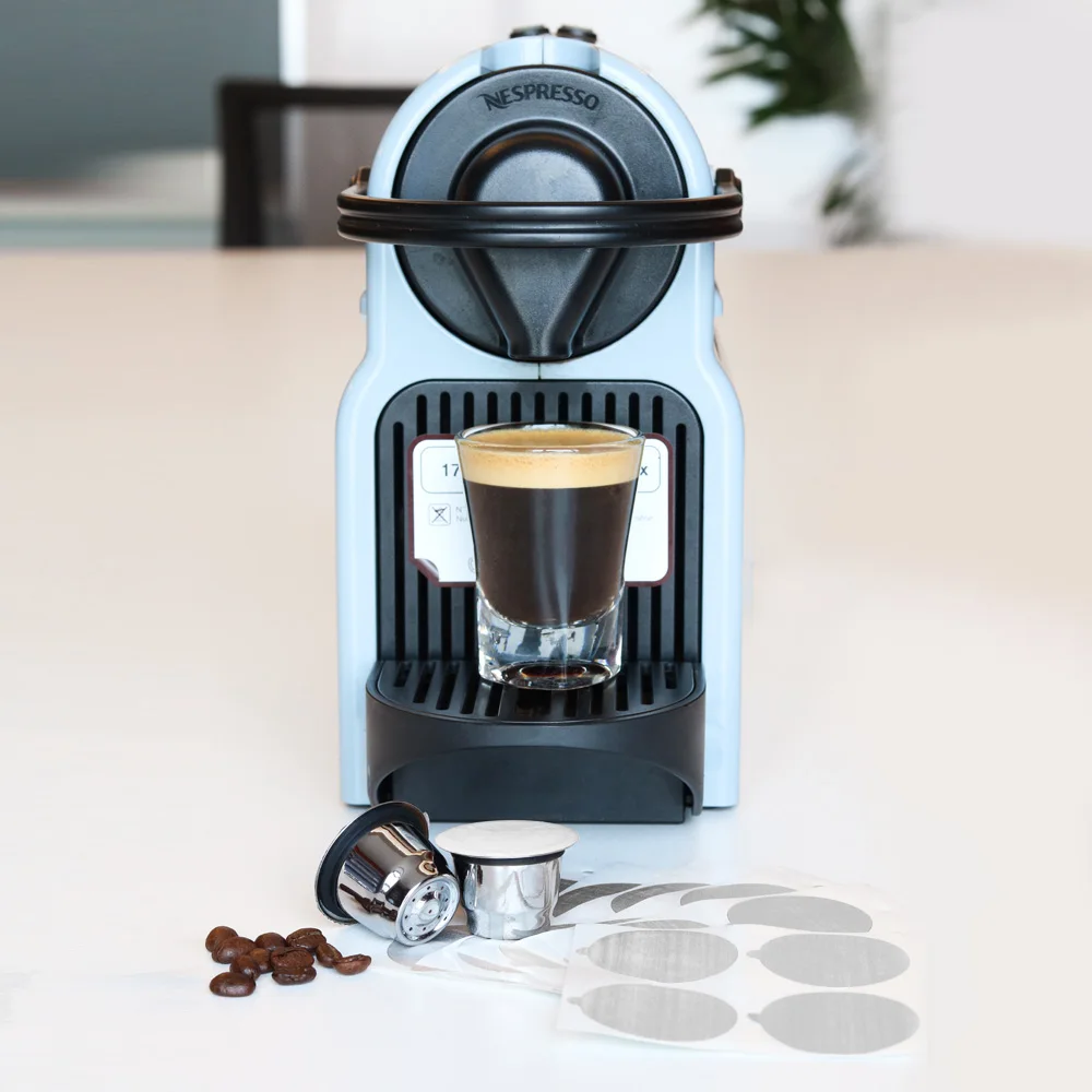 2 капсулы 100 уплотнений многоразовая капсула для кофе Nespresso из нержавеющей стали
