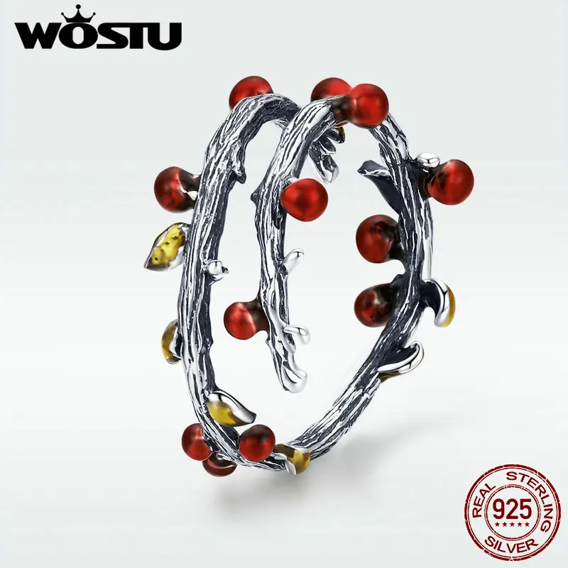 WOSTU Новое поступление Стерлинговое Серебро 925 пробы Осеннее растительное кольцо