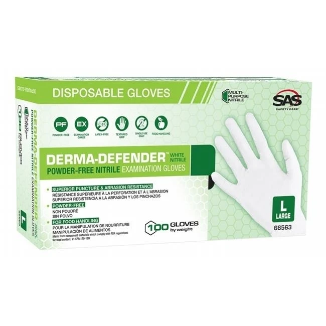 SAS Safety 66564 Derma Defender кожа чувствовать нитриловые перчатки очень большие |