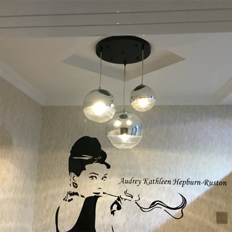 

Nordic Pendant Lights Globe Glass Pendant Lamp Chrome mirror ball Hanging Lamp Modern Home Lighting Kitchen Hanging Lamps