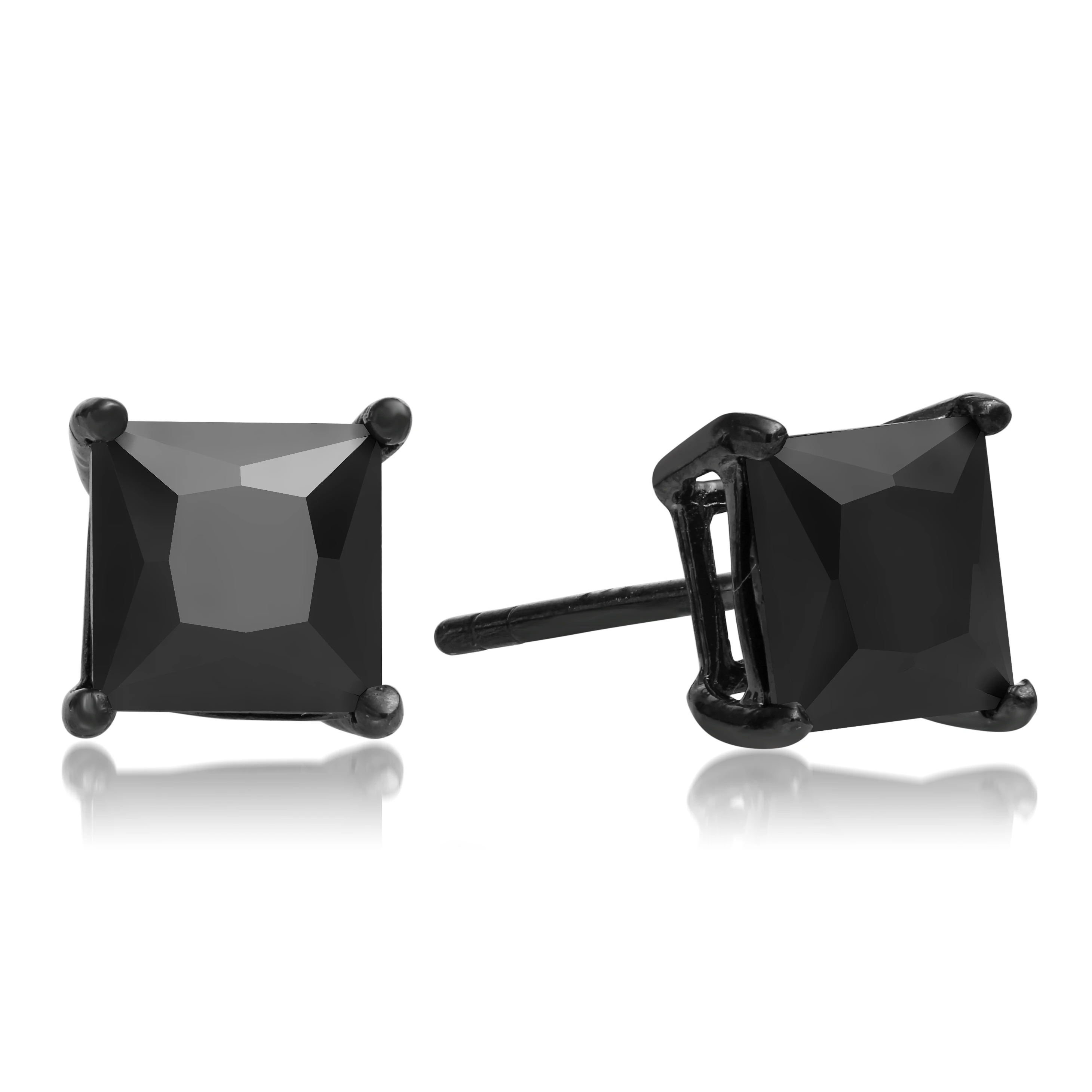 Стерлинговое Серебро Черный серьги гвоздики с эмалью. 925 черный цвет кубический