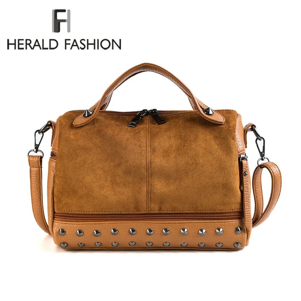 Herald Fashion женская сумка на плечо сумки с заклепками высокого качества кожаные