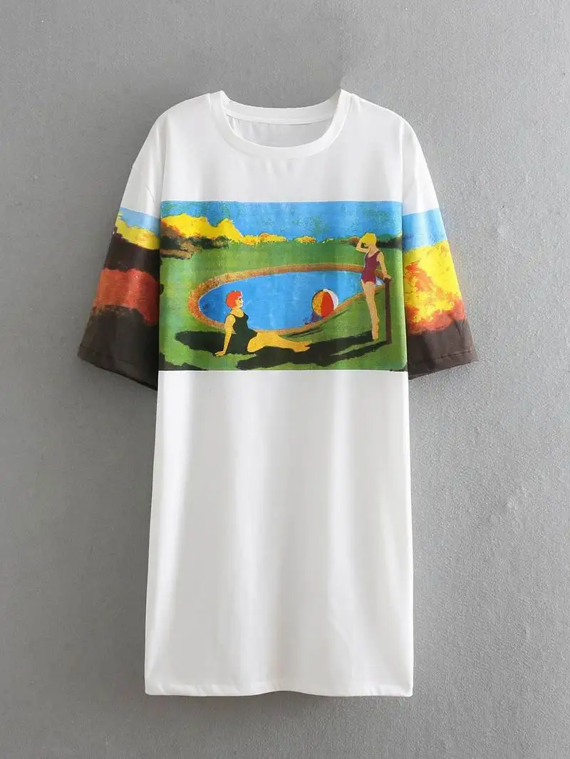 Женское Повседневное платье Лето 2019 новые модные принты белый хлопок