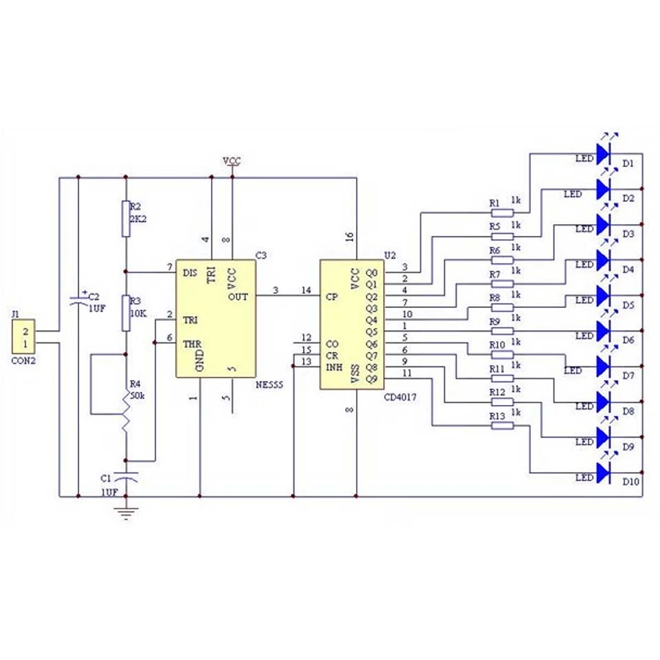 Обучающие наборы NE555 + CD4017 светодиодный модуль мигающего света для Arduino генерация