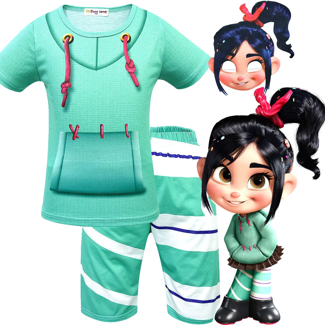 Платья для девочек Комплект со штанами Костюм Vanellope Von Schweetz Костюмы на Хэллоуин
