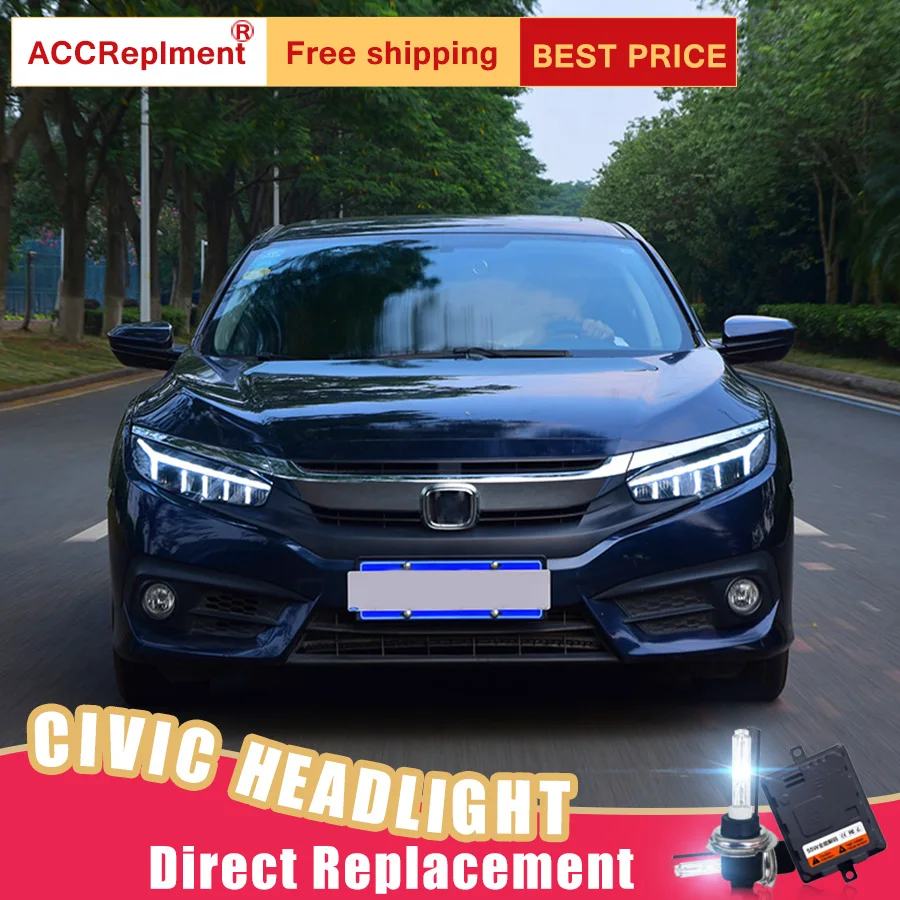 2 шт. светодиодный светодиодные фары для Honda Civic 2016-2018 | Автомобили и мотоциклы