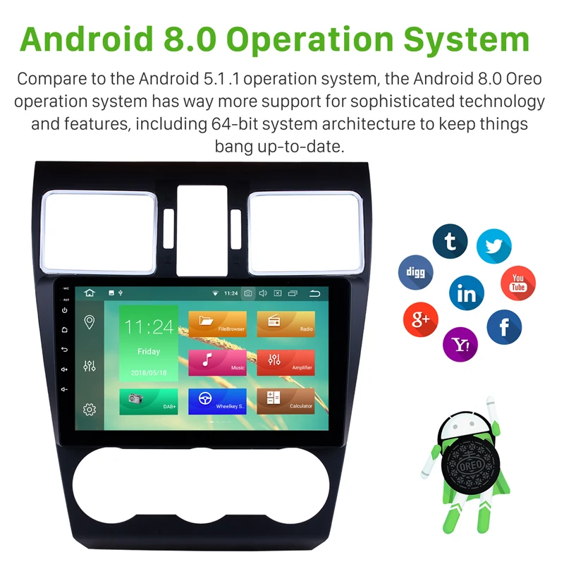 Harfey Android 8 0 9 дюймов 2Din автомобильный радиоприемник для 2014 2015 2016 Subaru WRX forester стерео