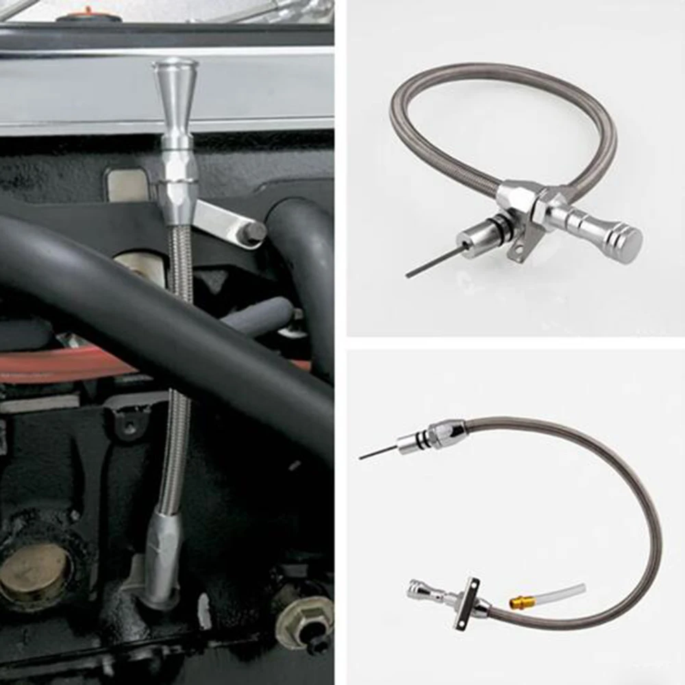 Щуп коробки передач нержавеющей Плетеный брандмауэр гибкий Dipstick TH350 TH 400 700R4 Tranny SBC