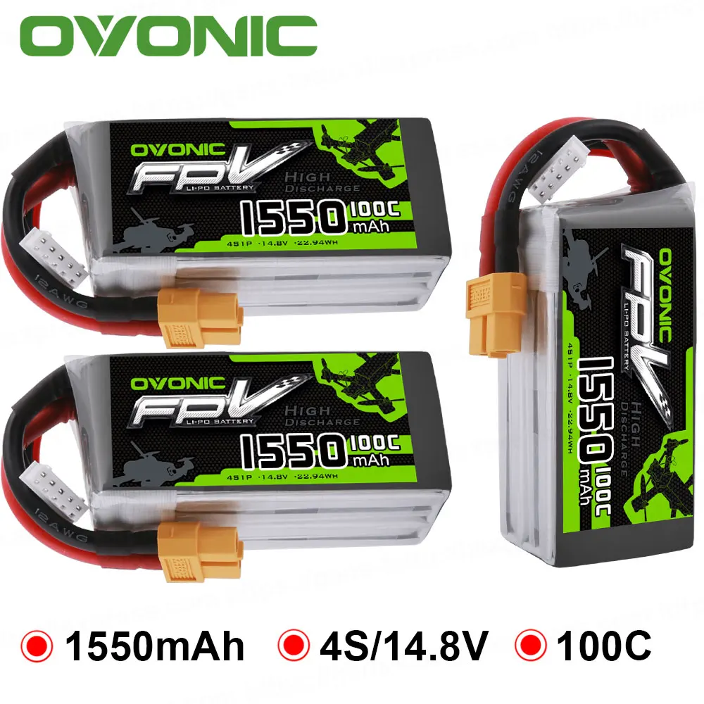 3 упаковки аккумулятор OVONIC 1550 мАч 100C 14 8 в литий полимерный XT60 штекер для 250 230 FPV Racing