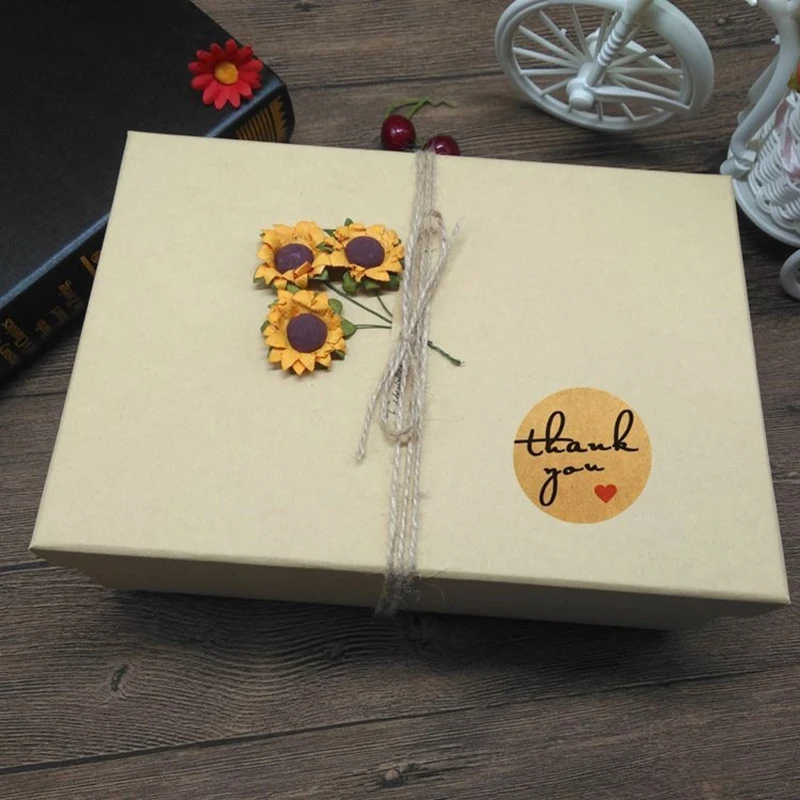 500 шт круглый спасибо Крафт Упаковка печатей крафт-наклейка для запечатывания