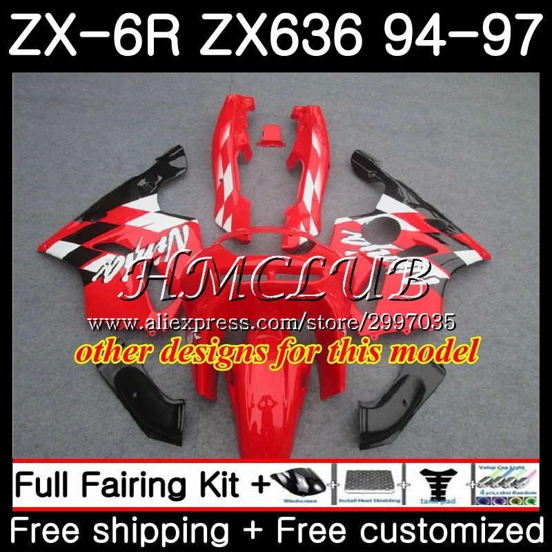 Корпус для KAWASAKI NINJA ZX 636 6R 1994 1995 1996 1997 58HC.20 ZX636 600CC 94 97 ZX6R винно красный blk 95 96