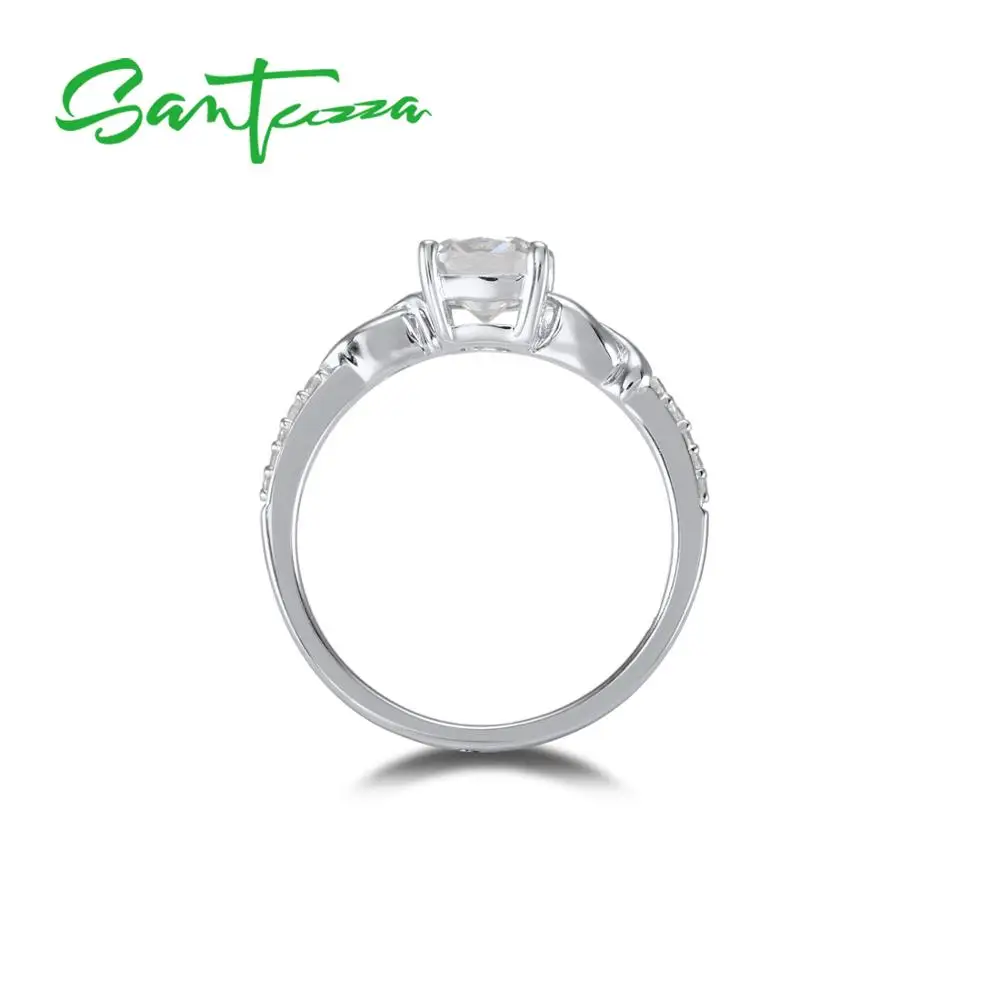 

SANTUZZA Jewelry Sets For Women White Cubic Zirconia Jewelry Set Ring Earrings Pure 925 Sterling Silver Fashion Jewelry Set