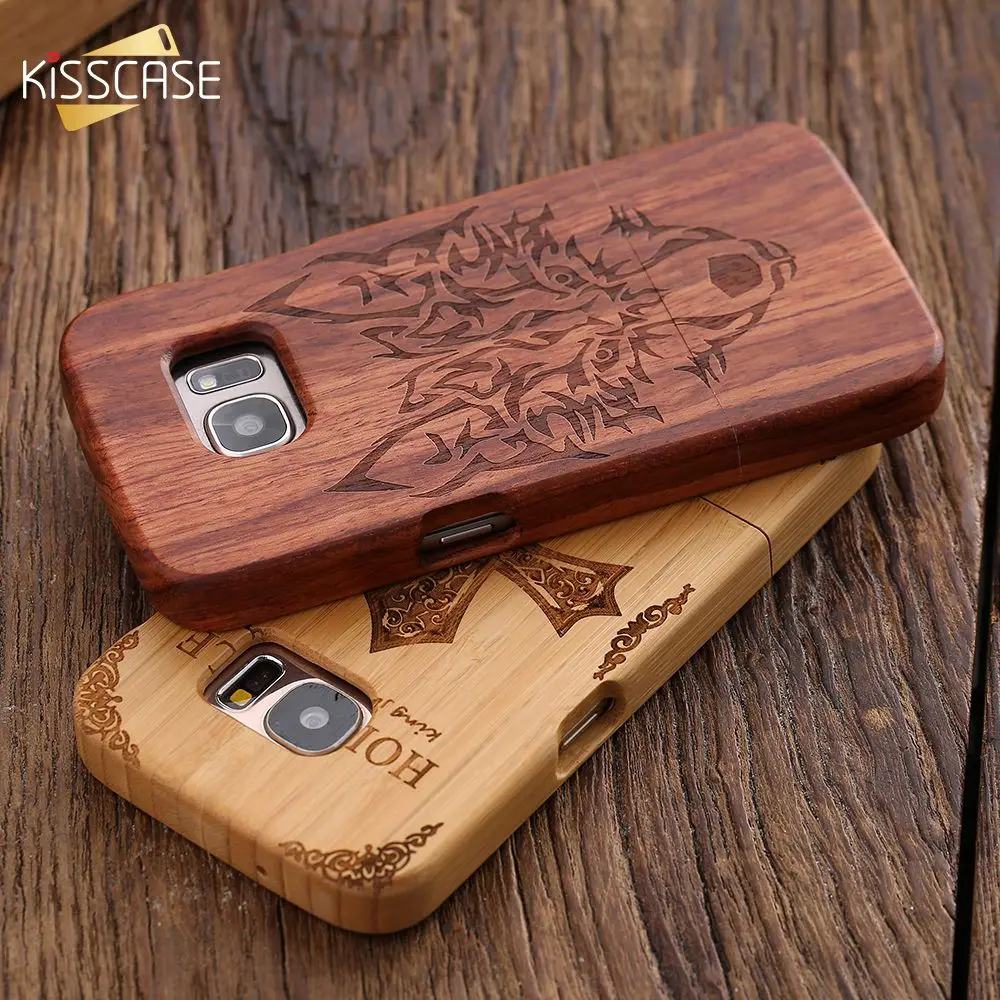 KISSCASE резной чехол из натурального дерева для iPhone 6 6S Plus 5 5S бамбуковый Вишневый