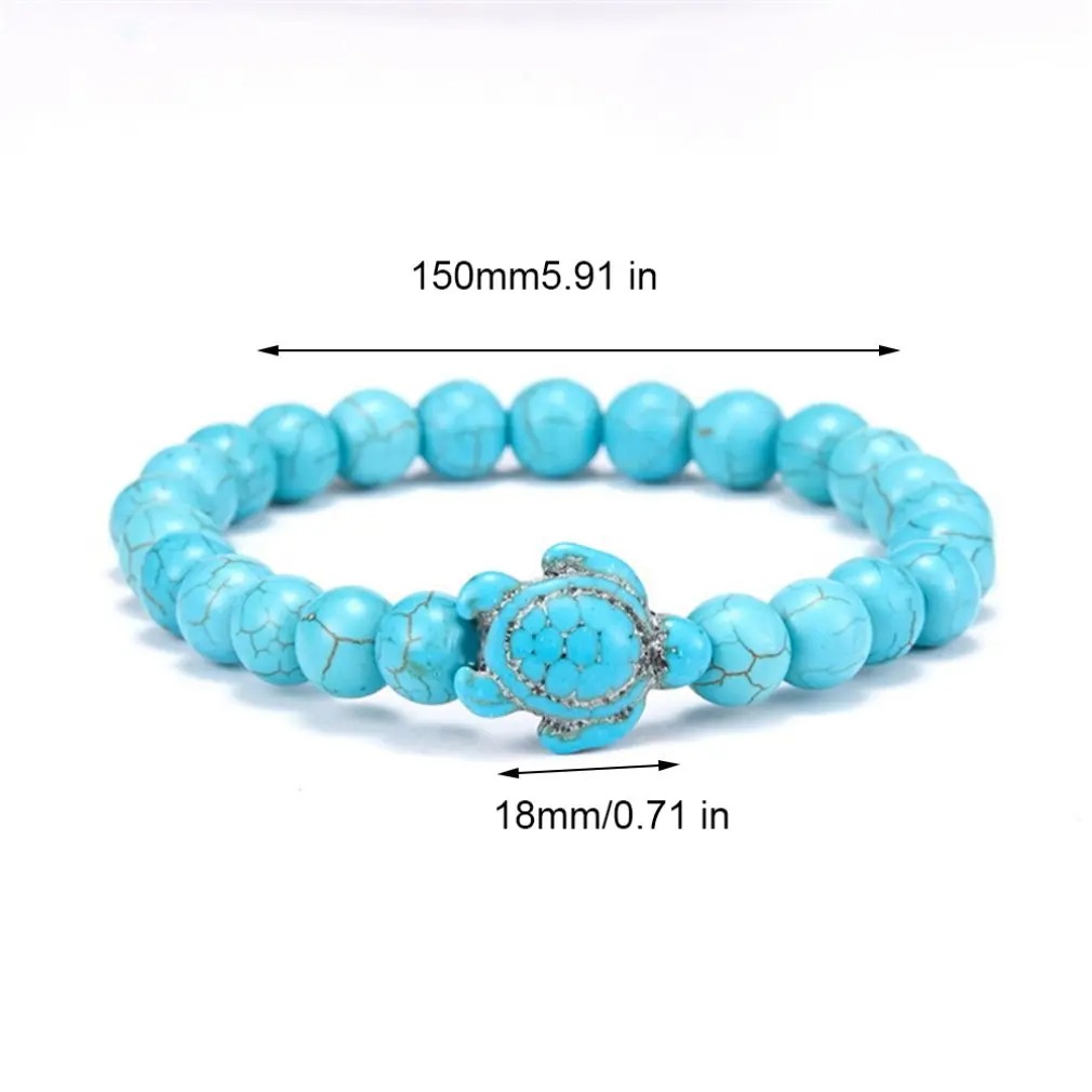 Бирюзовый браслет с черепахами из вулканического камня для мужчин и женщин
