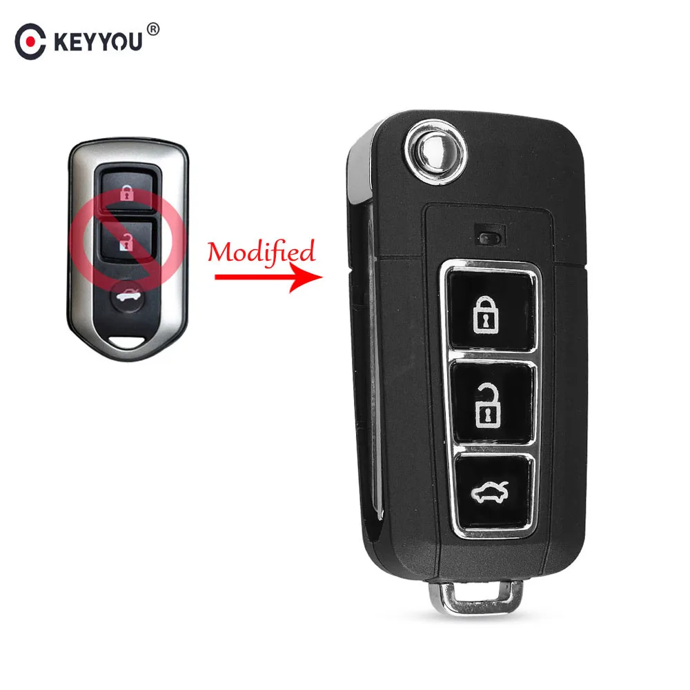 KEYYOU складной чехол с дистанционным управлением для Toyota Camry Prado 3 кнопками|Ключ от