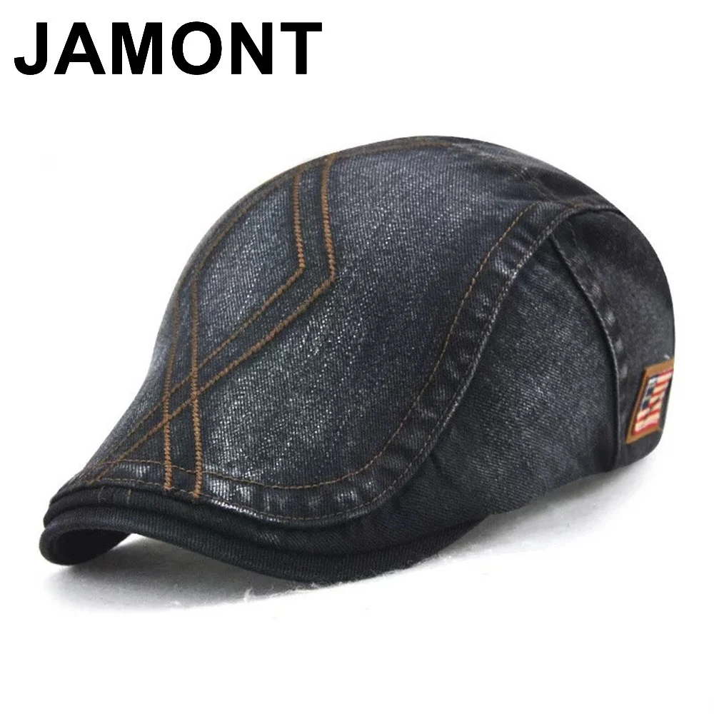 Мужская хлопковая кепка газетчика Jamont винтажный берет Женский козырек плоская