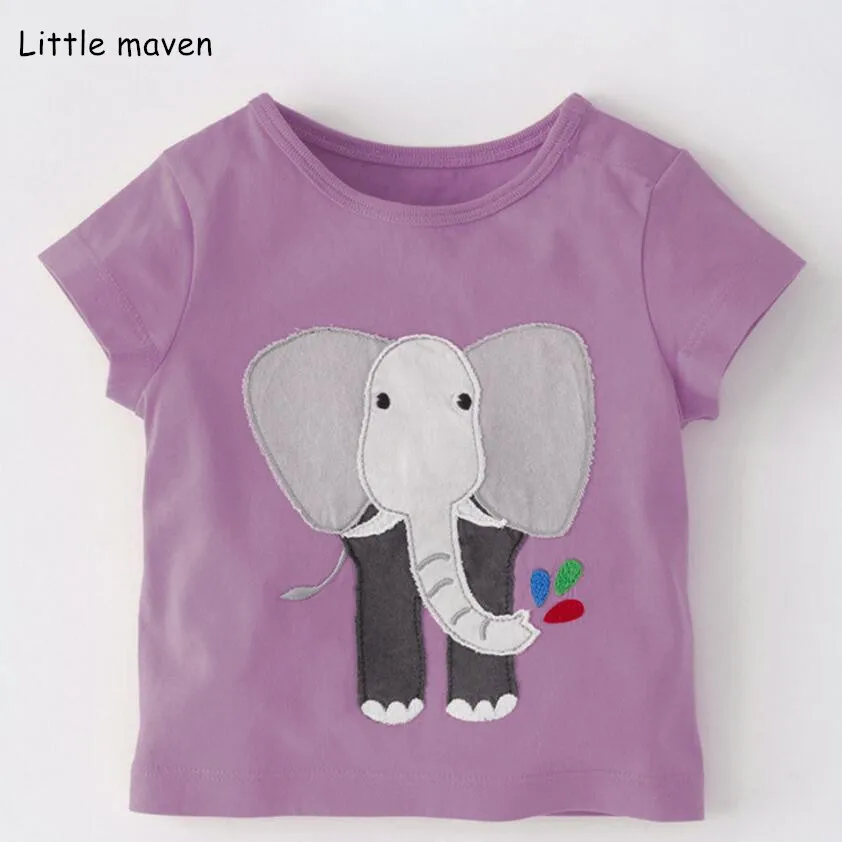 Футболка для маленьких мальчиков Little maven хлопковая с аппликацией в виде слона