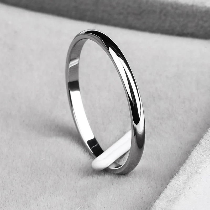 Простое 2 мм тонкое кольцо из титановой стали 4 цвета простое модное для пары