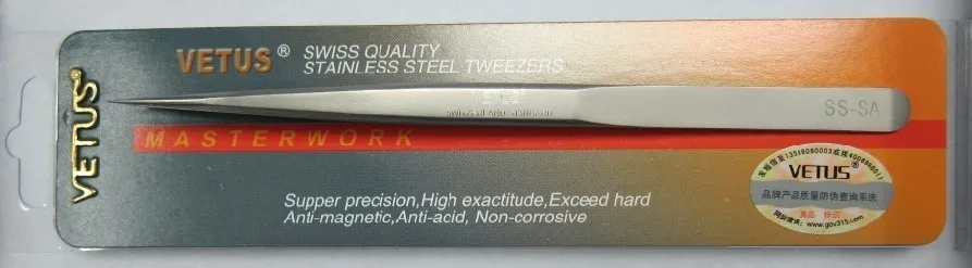 Пинцет Vetus из нержавеющей стали высокоточный антимагнитный антикислотный Ss Sa 7