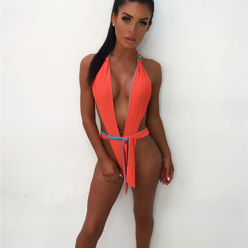 Женский Монокини в стиле пэчворк Летний Пляжный Купальник с глубоким v образным