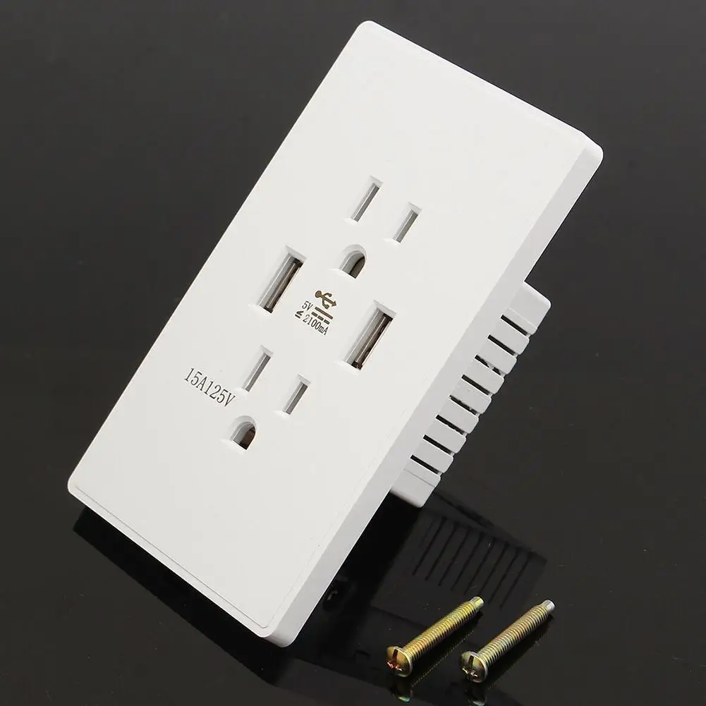 LanLan 15A настенная розетка 5В/2а двойная USB зарядка американская