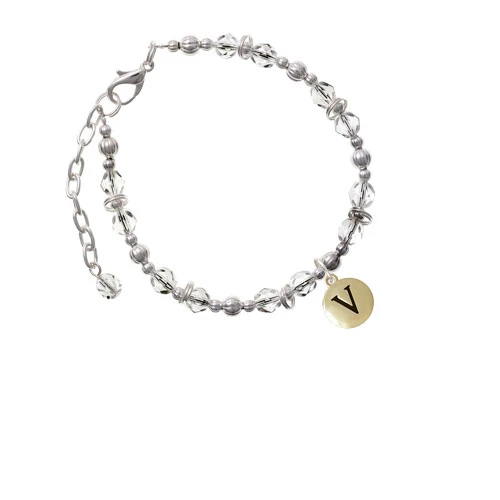 Браслет Goldtone Capital Letter V Pebble Disc из прозрачных бусин| |