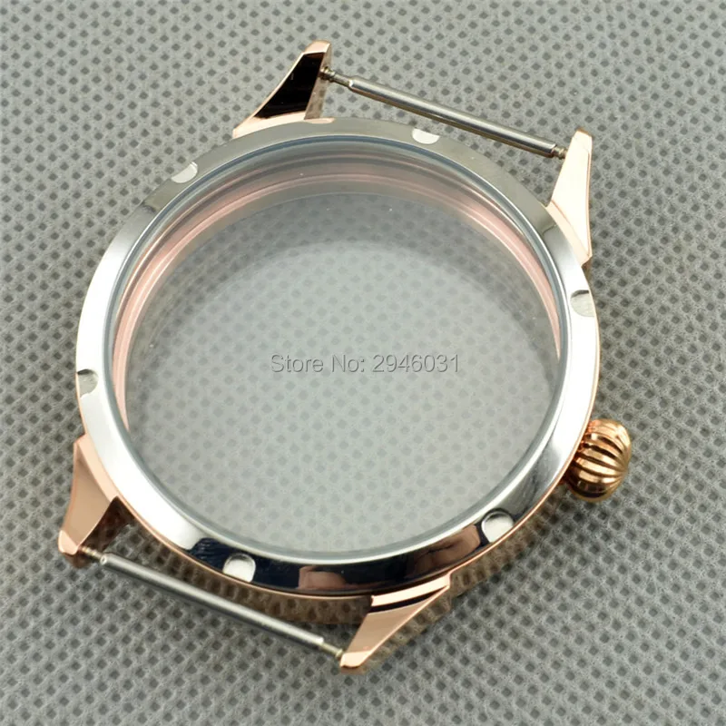 Розовое золото полированной 42mm корпус часов Калибр ETA 6497/6498 Чайка ST36 движение P646 |